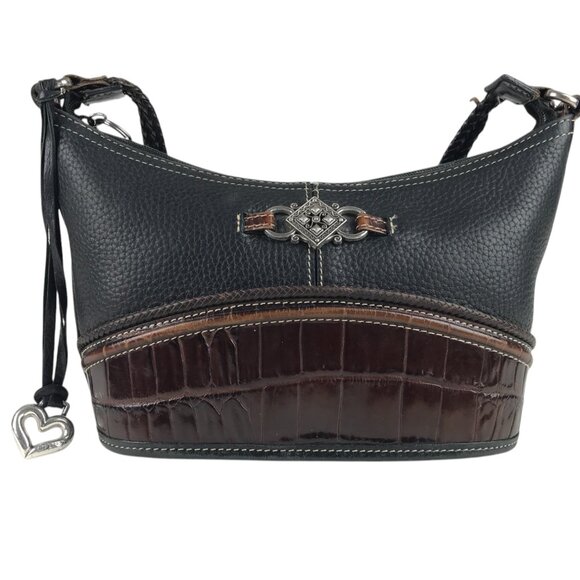 Brighton Handbag D298323 Womens Tasseled Shoulder Strap‎ Lined  Black/Brown - Picture 2 of 14